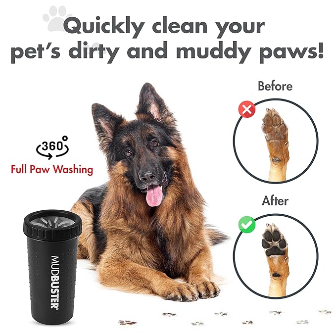 Dexas Medium Dog Paw Cleaner, Matte Black - Premium Quality Pet Supplies and Dog Accessories - Easy to Use and Clean MudBuster for Dogs - Patented Product - BPA Free