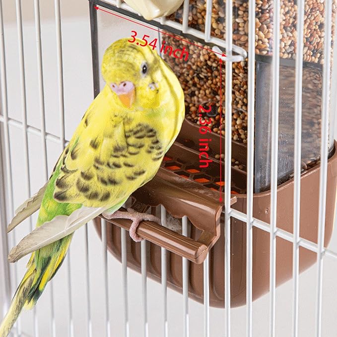 Automatic Bird Feeder for Cage, No Mess Automatic Bird Feeder Water Dispenser Set Acrylic Parrot Food Container Drinker Cage Accessories for Small Birds Canary Parakeet Finch Cockatiel Lovebirds