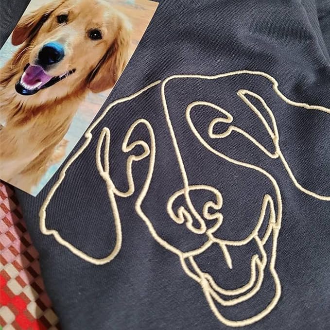 GODMERCH Customized Pet Embroidered Sweatshirt, Custom Dog Face Embroidered Sweatshirt, Dog Mom Sweater