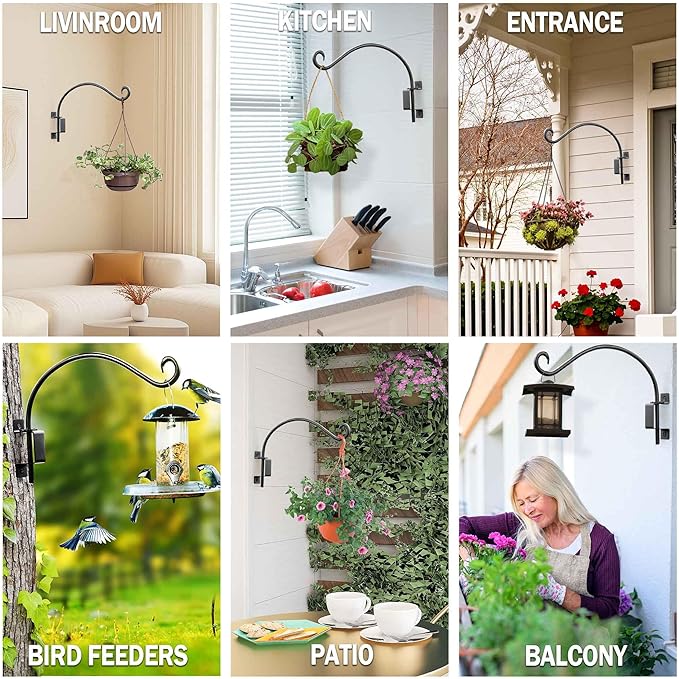 Swivel Bird Feeder Hanger Hook: Swivel Hanging Plant Bracket Outdoor - Wall Mount Hanging Hook for Bird Feeder 16-Inch