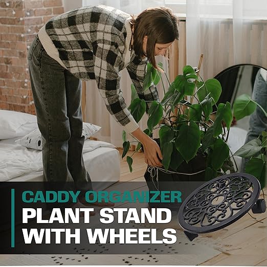 2WAYZ Plant Stand with Wheels - Heavy-Duty Rolling Plant Caddy - Dolly Base with Roller for Large Potted Plants and Flower Pot - Ideal for Indoor and Outdoor Planters - Set of 1 - Black