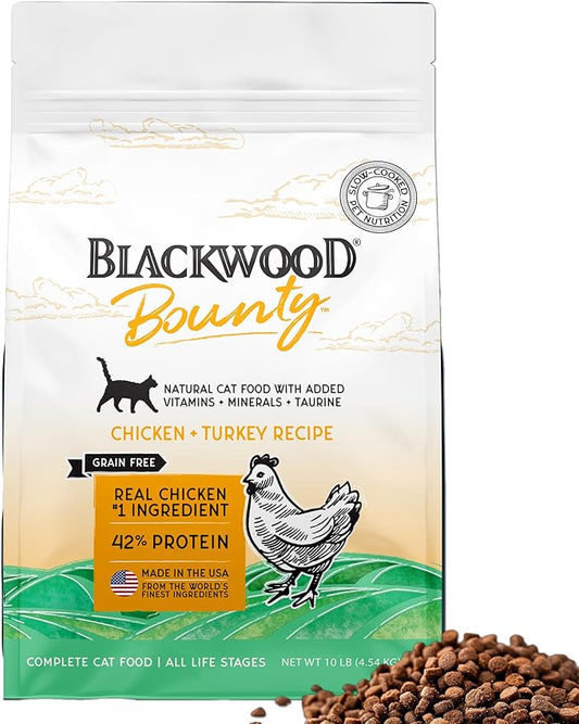 Blackwood Bounty Dry Cat Food, Chicken & Turkey Recipe for All Life Stages, 10 Pound Bag, High Protein, Grain Free