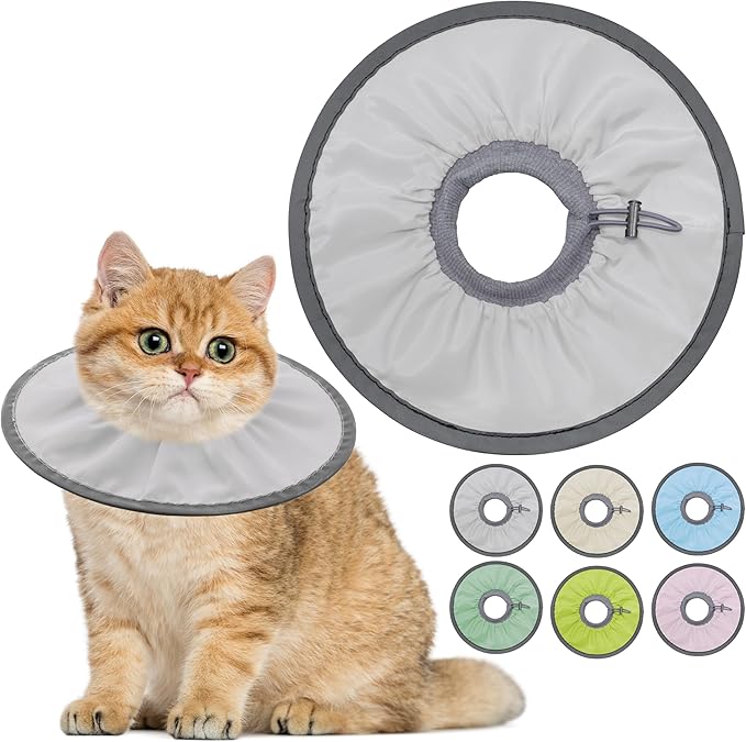 Lightweight Cat Cone Collar Soft, Soft Comfortable Cat Recovery Collar After Surgery, Elizabethan E Collar for Cats, Cone for Cats to Stop Licking (Gray, Small)