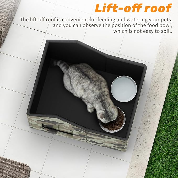 Outdoor Cat House Weatherproof, Large Feral Cat House for Winter, Collapsible Outdoor Cats Shelter in Winter with Door and Soft Mat, Easy to Assemble (Green)