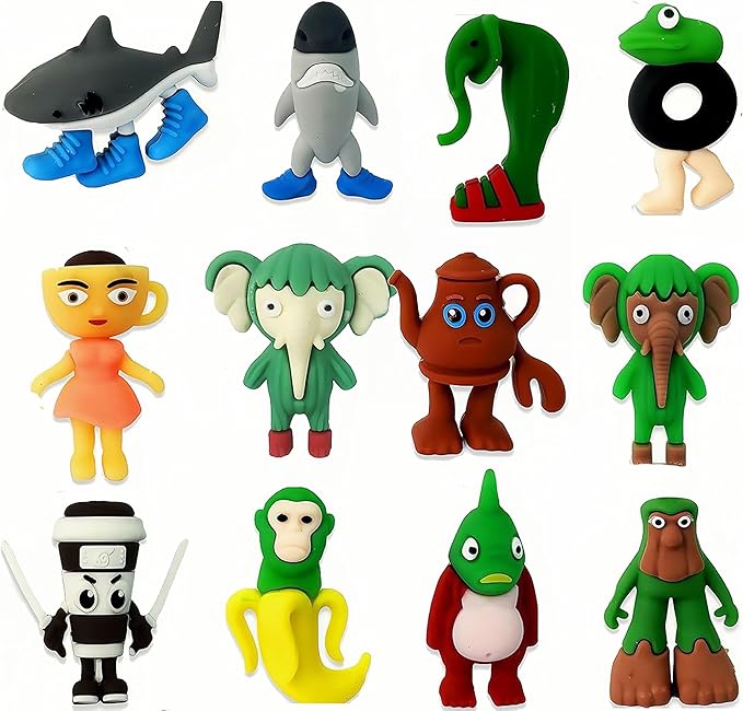 Tralalero Tralala Action Figure, Meme Shark Figures Toys, Collectible Animals Figurine Doll Gifts for Fans (12PCS)