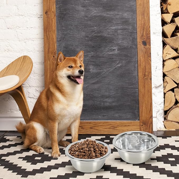 3 Pcs Stainless Steel Dog Bowls,Stainless Steel Metal Pet Bowls,3 Pack for Replacement Dog Bowl for Stand,Extra Large Metal Food and Water Dish Pet Bowls for Dogs, Raised Feeder(1400ml/48oz