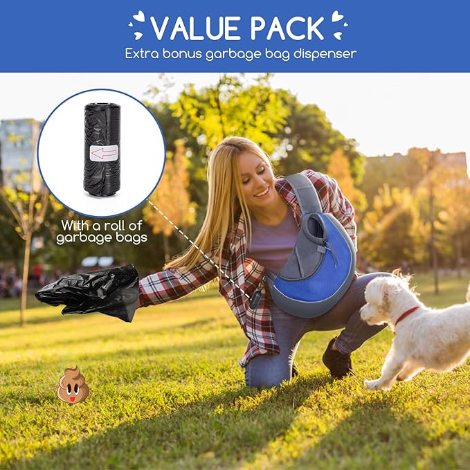 Nobleza Dog Sling Carrier, Mesh Adjustable Pet Sling Puppy Sling Carrier for Small Medium Dog Cat Rabbit (L (up to 10 lbs), Gray Blue)