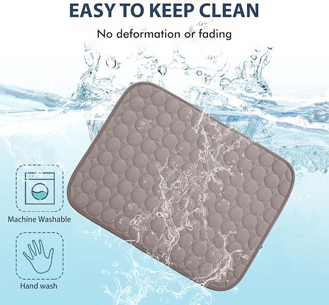 MICROCOSMOS Summer Cooling Mat & Sleeping Pad- Water Absorption Top, EZ Clean, Easy Carry, Materials Safe. Keep Cooling for Pets, Kids and Adults.(Brown, 28" x 22")