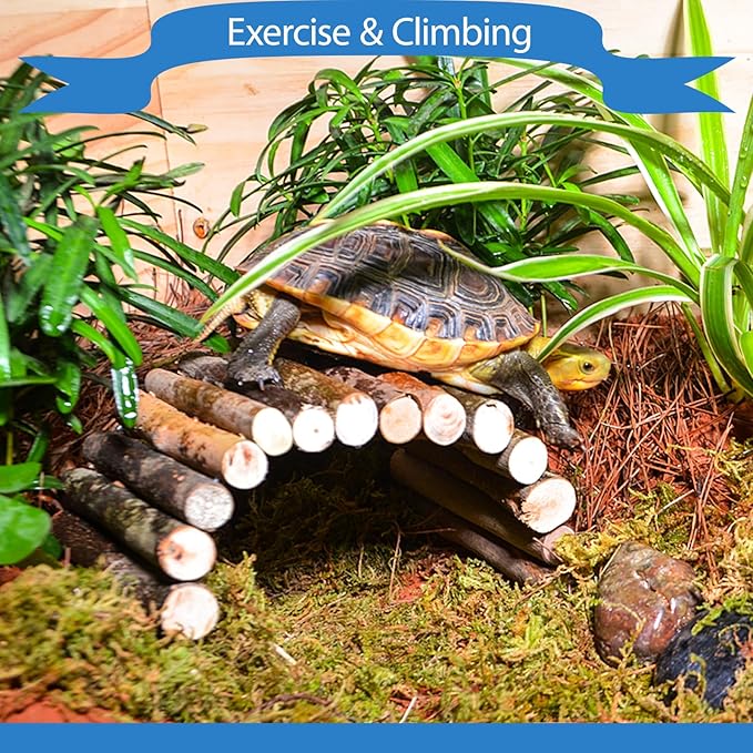 HERCOCCI Bearded Dragon Tank Accessories, Reptile Mat Bridge Hammock Flexible - Jungle Climbing Vines and Leaves with Suction Cups Habitat Décor for Hiding& Climbing Snake Gecko Lizard Chameleon