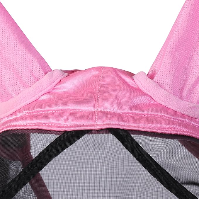 Harrison Howard CareMaster Pro Luminous Horse Fly Mask Large Eye Space Standard with Ears UV Protection for Horse Light Pink XL Extra Full