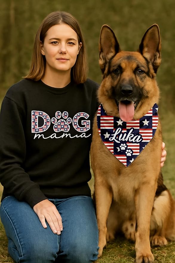 NAZENTI Personalized Dog Mom Sweatshirt, Cat Lovers Gift, Matching Dog and Owner Sweater, Gift Christmas Memorial Birthday