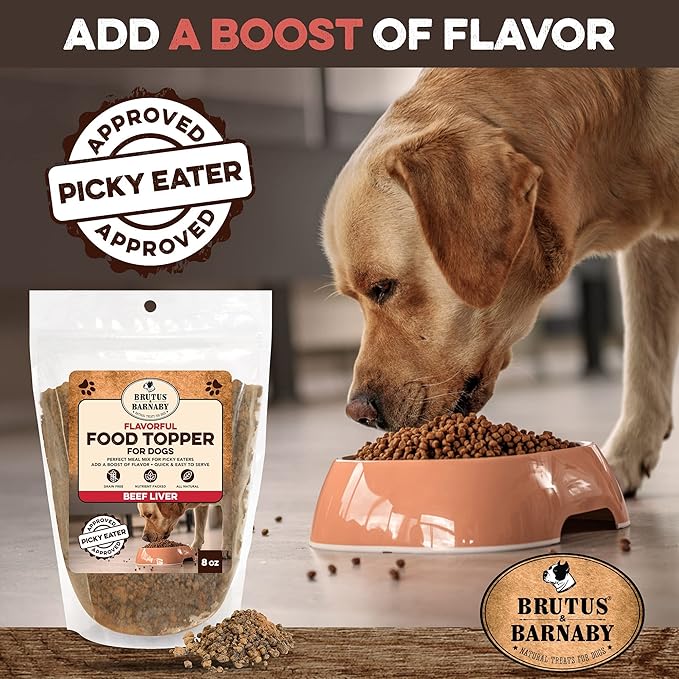 BRUTUS & BARNABY Dog Food Topper - Beef Liver - Enhance Your Dogs Meal with This Flavor Packed Mix - Sprinkle On Dog Food Flavoring for Picky Eaters - Just One Single Ingredient