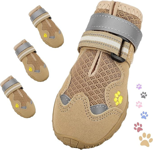 Dog Shoes for Large Medium Small Dog, Mesh Breathable Dog Shoes for Hot Pavement, Anti-Slip Dogs Boots Paw Protectors with Reflective for Outdoor Walking Indoor Hardfloors(Size 7)