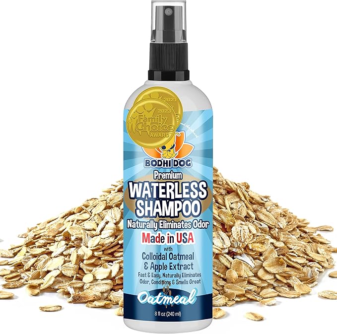 Bodhi Dog Waterless Shampoo - Natural Dry Shampoo for Dogs & Cats - Neutralizes Pet Odor - No Rinse Required - Made of Natural Extracts - Safe for Sensitive Skin - Oatmeal & Apple (8 Fl Oz)