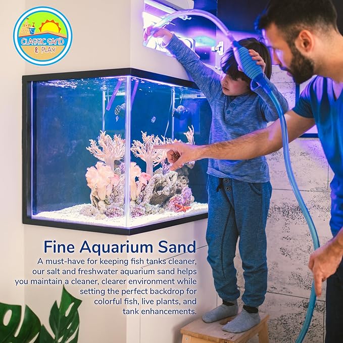 CLASSIC SAND & PLAY Natural Aquarium Sand for Freshwater and Saltwater Tanks, 40 lb. Bag, Improves Filter Life and Filtration Process, Pre-Washed Fine Sand, Purple