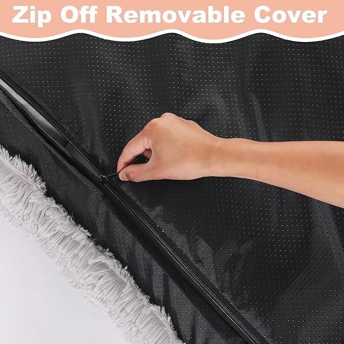 Bedfolks Plush Dog Crate Pad, Washable Dog Kennel Bed, 29"x21", Light Grey