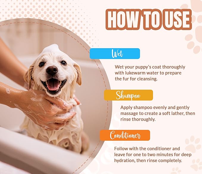 Gentle Puppy Dog Shampoo and Conditioner Set – Moisturizing Pet Grooming Wash for Sensitive & Itchy Skin – Lavender & Biotin Formula – Safe for Puppies & All Breeds, 16 fl oz Each by ALFIE'S CHOICE