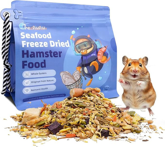 Premium Hamster Food 10.23oz – Natural High-Protein Complete Diet with Freeze-Dried Cod, Antarctic Krill & Black Soldier Fly Larvae – Supports Digestion, Dental Care & Immune Health – Travel Bag