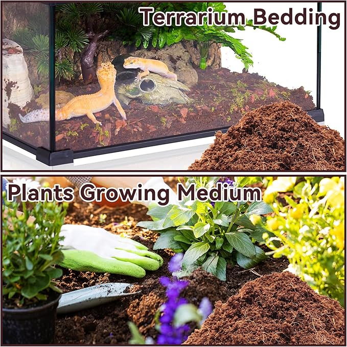 Legigo 2 Pack Compressed Coconut Fiber Substrate - 100% Organic Coconut Fiber Brick Bedding for Reptiles, Natural Coco Husk Substrate Terrarium Bedding for Snake, Hermit Crabs, Frogs, Tortoise, Gecko