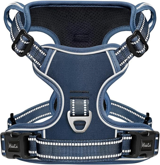HEELE Dog Harness for Large Dogs No Pull Dog Vest Harness for Large Dog with Soft Padded Handle Reflective for Outdoor Training, Royal Blue, XL