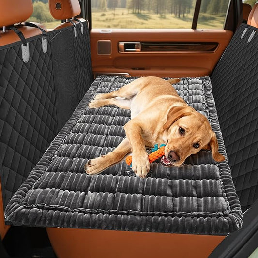 Backseat Dog Bed Mat for Car: 27.6" x 52" Non-Slip Dog Bed for Back Seat - Soft and Comfortable Dogs Blanket - Washable Travel Pet Mat Seat Protector Fit for Back Seat Cover,Grey