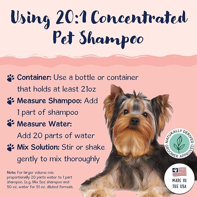 Bobbi Panter Dog Shampoo - Made in USA - All Natural Formula for Whitening All Coats, Enhances Shine & Moiturizes - Concentrated 20:1 for Professional Groomers - Peach Scent, 13 Oz