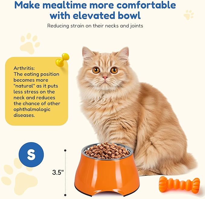 Raised Dog Bowls, Elevated Dog Bowls for Wearing Cone,Cocker Spaniel Long Ears,Neck Stress-Free,Non-Slip Stianless Steel Bowl for Small Size Dogs