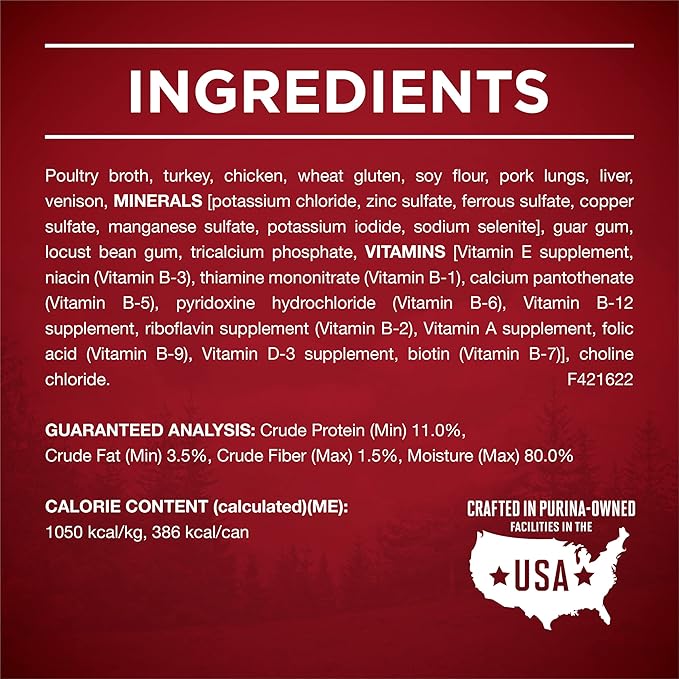 Purina ONE High Protein Wet Dog Food True Instinct Tender Cuts in Dog Food Gravy With Real Turkey and Venison - (Pack of 12) 13 oz. Cans