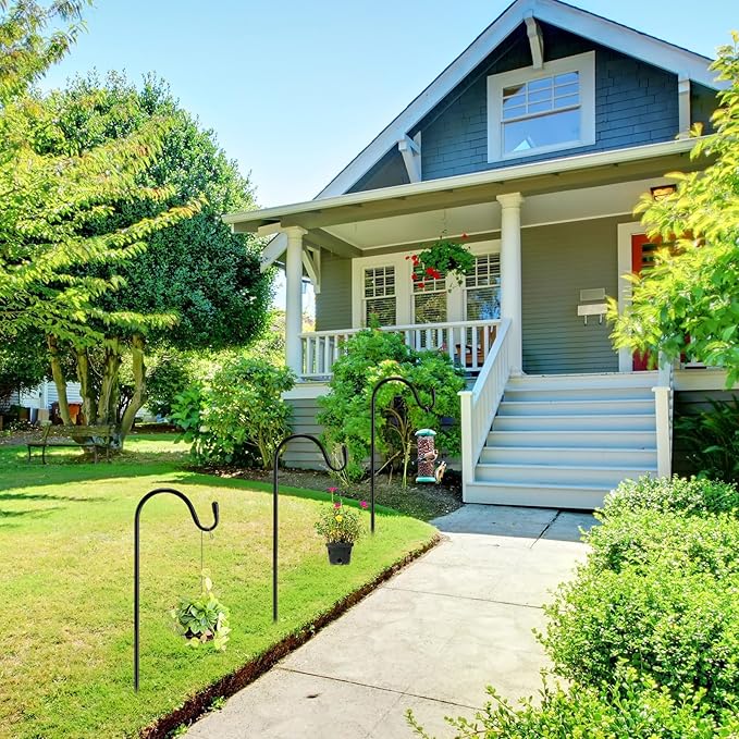 4 Pcs 24 Inch Shepherds Hook for Outdoor Adjustable Bird Feeder Pole Metal Steel Shepard Hooks for Hummingbird Stand Feeder Pole for Garden Plant, Lantern, Hanging Wedding Decor