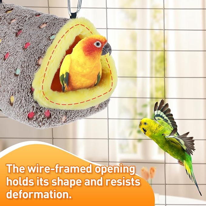 MEWTOGO Medium Winter Warm Bird Nest for Cage - Comfortable Birds Bed with Support Plate, Hanging Shed Hideaway Hammock Hut Gift for Macaws African Grey Amazon Parrots
