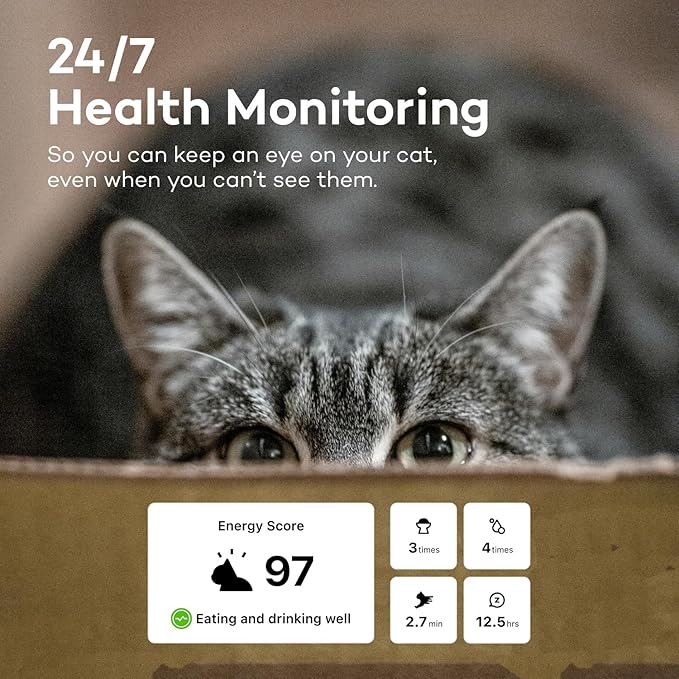 Health Tracker for Cats - Smart Cat Collar with Safety Breakaway Buckle for Indoor Cats, Wellness Alerts, Real-time Monitoring (Forest,M)