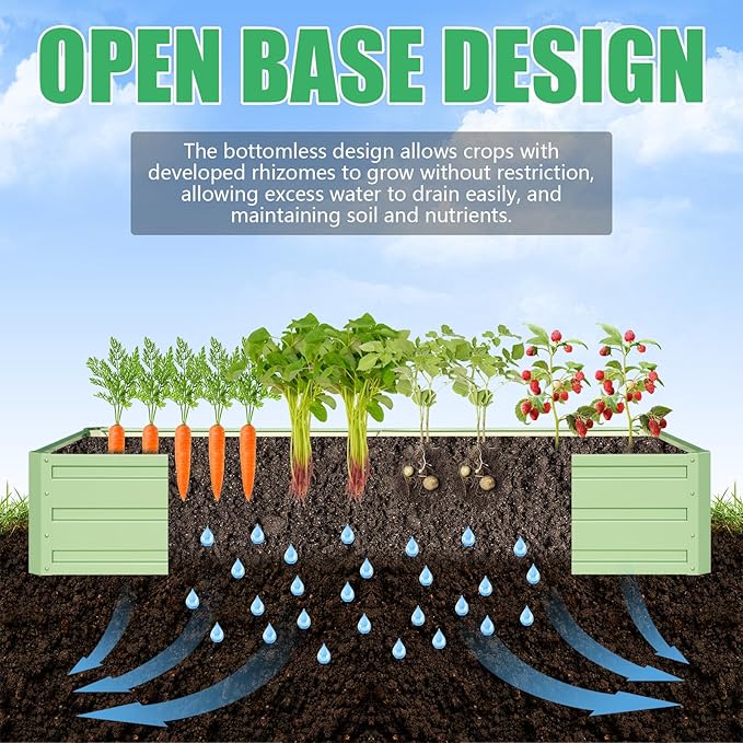 SnugNiture Galvanized Raised Garden Bed 8x4x1FT Outdoor Large Metal Planter Box Steel Kit for Planting Vegetables, Flowers