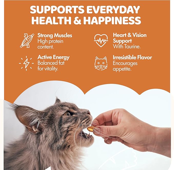 Crunchy Cat Treats – Dual‐Texture Crunch & Creamy Soft Feline Snack Bites for All Life Stages, Great for Training Treat Value Bags (1 Pound, Chicken)