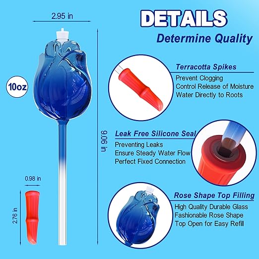 Large Plant Watering Globes Top Fill,4pcs Non Clogging Self Watering Globes,Self Watering Planter Insert with Watering Spikes,Plant Watering Devices,Glass Water Bulbs for Indoor&Outdoor Plants