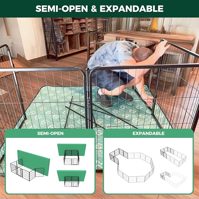 FXW Homeplus Unleashed Indoor Dog Playpen - Stress-Free and Safe Play, Heavy Duty 32 Inch 6 Wire Panels Dog Pen for Small and Medium Dogs, Black│Patented