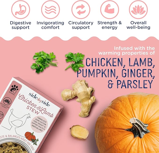 Side by Side Chicken & Lamb Stew - Warming Wet Dog Food & Dog Food Topper for All Breeds - Made with Nutrients & Whole Raw Ingredients - No Artificial Additives or Fillers - USA Made (12.5 oz, 3-Pack)
