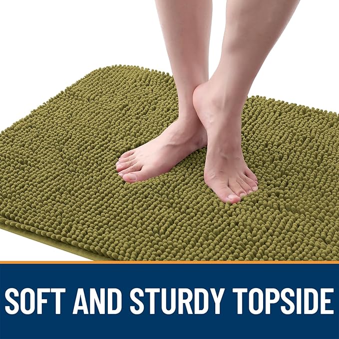 OLANLY Dog Door Mat for Muddy Paws 30x20, Absorbs Moisture and Dirt, Absorbent Non-Slip Washable Doormat, Quick Dry Chenille Mud Mat, Entry Indoor Entryway Carpet for Inside Floor, Willow Green