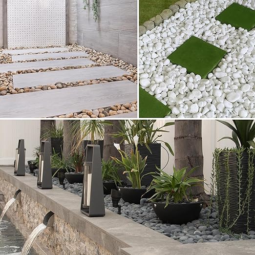 White Pebbles for Indoor Plants 20lbs, 1-2 Inch Natural River Rocks, Hand-Picked Premium Stones for Landscaping and Garden Design, Fish Tank, Flower Pots, Pathways and Backyard