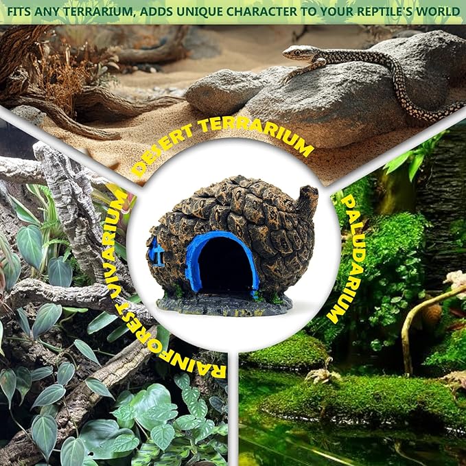 Bearded Dragon Reptile Hide Leopard Gecko Caves Pine Cone Lizard Hideout Tank Accessories Snake Décor Amphibian Habitat Tortoise Decoration