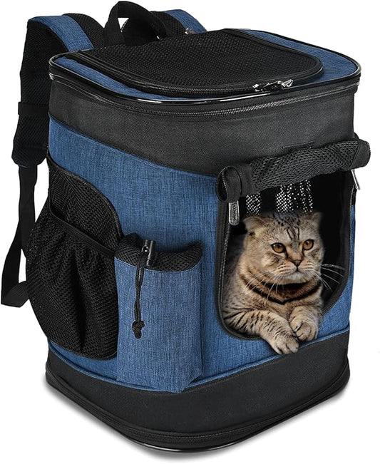 Kritter Planet Pet Carrier Backpack for Cats Dogs, Breathable Pet Backpack with 4 Mesh Window, Portable Pet Carrier for Camping