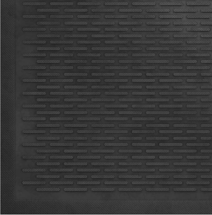 Indoor/Outdoor Hose-Wash Ribbed Design Non-Slip Rubber 2x3 Modern Entryway Mat for Entryway, Patio, Backyard, Garage, 24" x 36", Black Ribbed