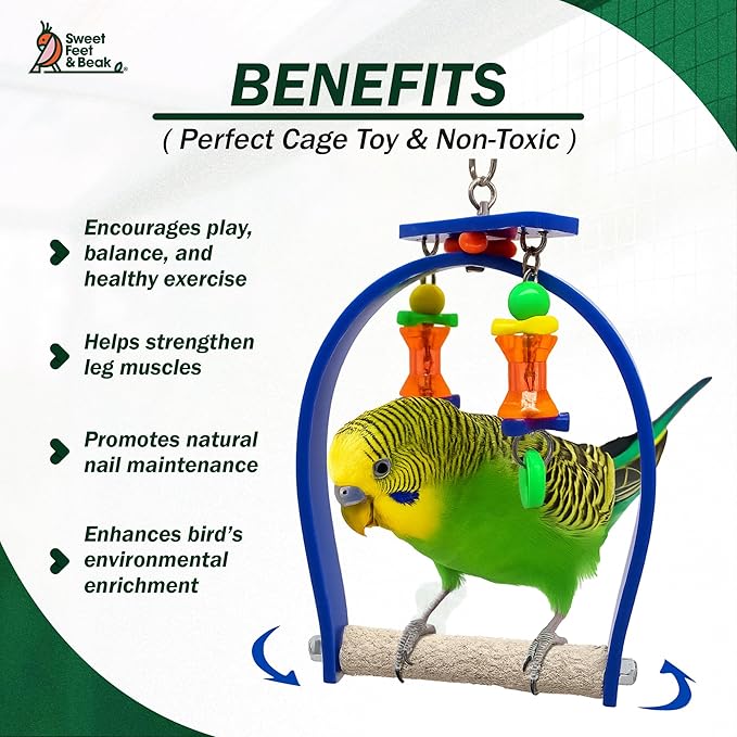 Sweet Feet and Beak Small Whirly Bird - Perfect Cage Toy Stimulates Visual and Physical Activity - Safe, Non-Toxic, Cage Accessories for Small Birds