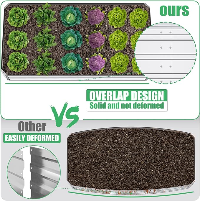SnugNiture Galvanized Raised Garden Bed 8x4x1FT Outdoor Large Metal Planter Box Steel Kit for Planting Vegetables, Flowers