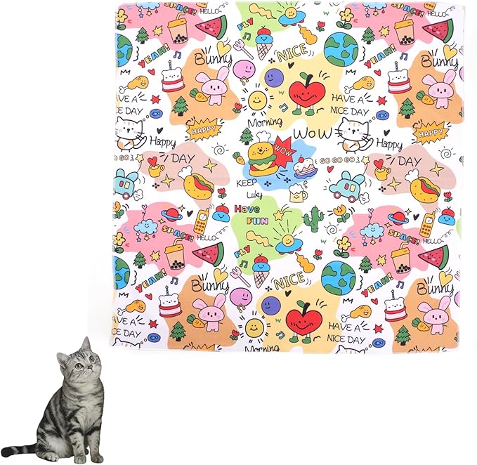 27.6" Cat Grooming Wrap for Nail Clipping Cat Swaddle Wrap (Within 15lbs) for Cutting Nails Cloth for Pet Cleaning Multifunctional Pet Tool|Utility Storage Bag|Self-Adhesive Travel Blanket