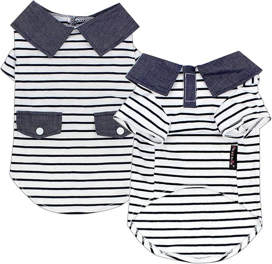 Parisian Pet Preppy Boy Polo Dog Shirt – Puppy Outfits – 100% Cotton Doggie Clothes – Cute Machine Washable Puppy Apparel - Dog Shirts for Large Dogs 2XL