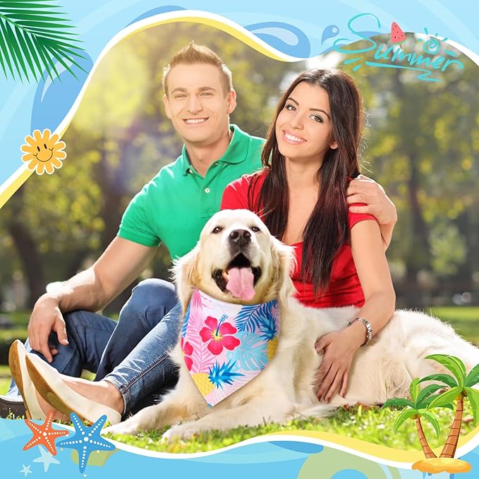 Weewooday 50 Pcs Hawaiian Dog Bandanas Bulk for Dogs Soft Bibs Adjustable Triangle Pet Bandana for Small Medium Large Costume(Hawaii Pattern, 25.6 x 17.7 x 17.7 Inch)