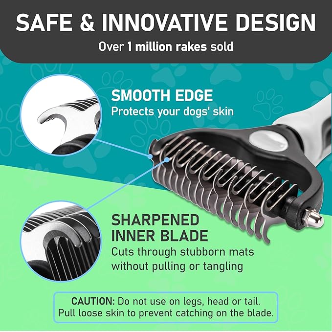 Maxpower Planet Pet Grooming Brush - Double-Sided Undercoat Rake for Dogs and Cats, Extra Wide, Reduces Shedding by 95%, White