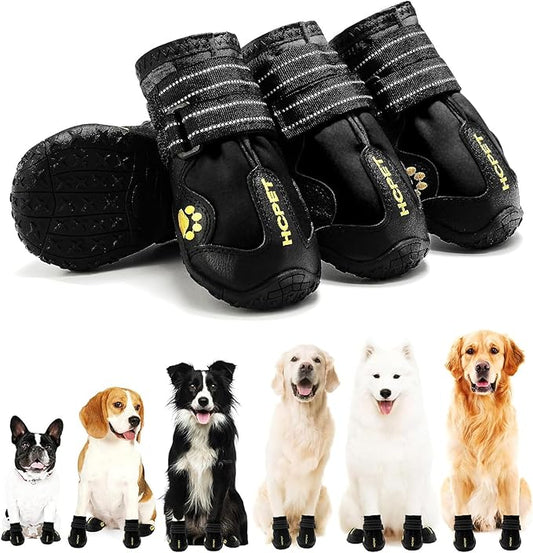 Hcpet Dog Shoes, Dog Boots for Small Dogs, Waterproof Medium Dog Booties Paw Protector for Summer Hot Pavement, Winter Snowy Day, Outdoor Walking, Indoor Hardfloors Anti Slip Sole Black Size 3