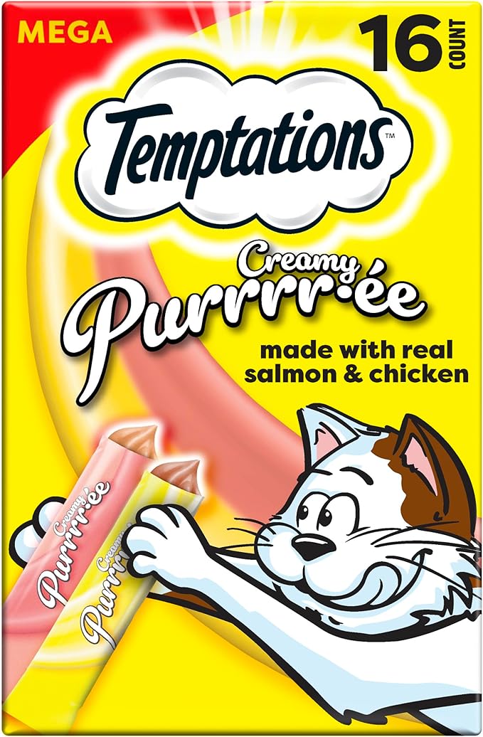 Temptations Creamy Puree Variety Pack of Squeezable Cat Treats, 0.42 oz. Tubes, 16 Count