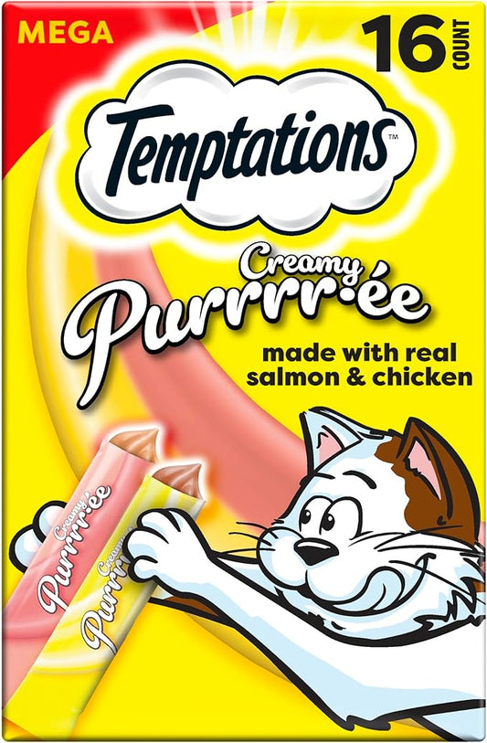 Temptations Creamy Puree Variety Pack of Squeezable Cat Treats, 0.42 oz. Tubes, 16 Count